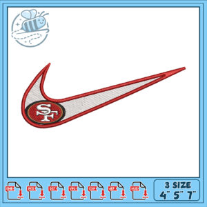 4x5x7 Inch San Francisco 49ers Nike Swoosh Embroidery Design