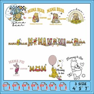 Adorable Winnie the Pooh Embroidery Bundle Design