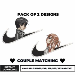 Anime Couple Embroidery Designs Instant Download