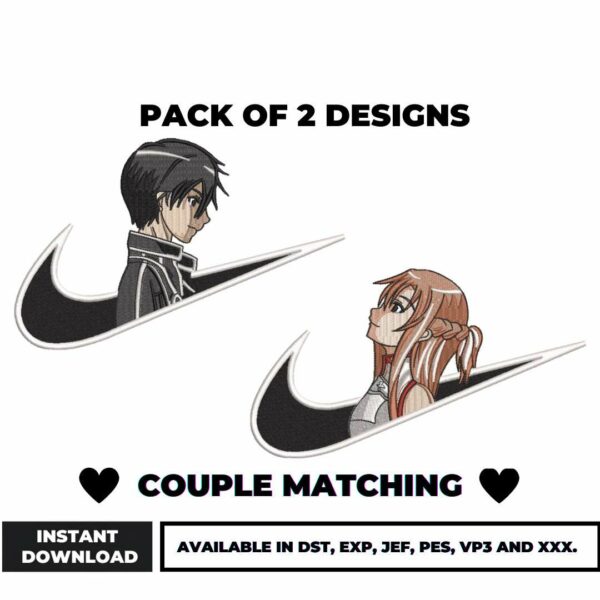 Anime Couple Embroidery Designs Instant Download