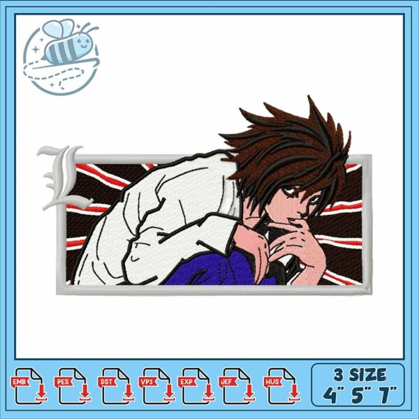 Anime Inspired Embroidery Design L Character Patch