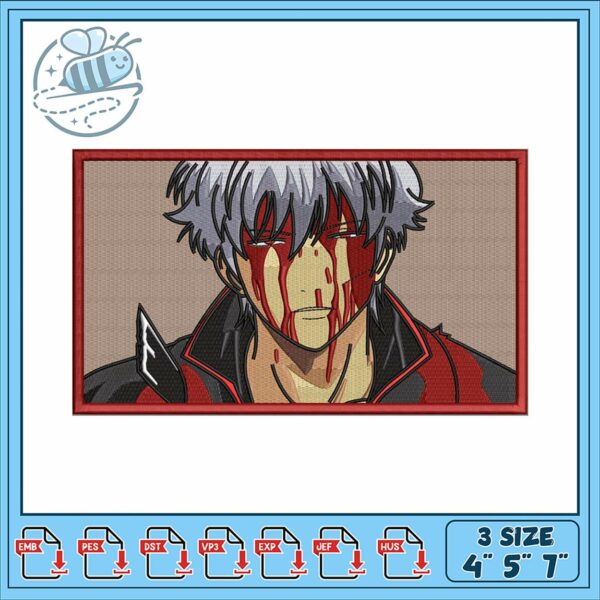 Anime Inspired Embroidery Design with Blood Effects