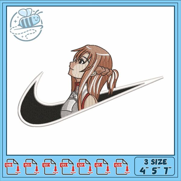 Anime Inspired Nike Embroidery Design for Apparel