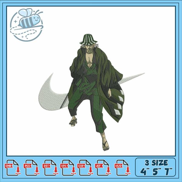 Anime Style Embroidery Design for Projects in Three Sizes
