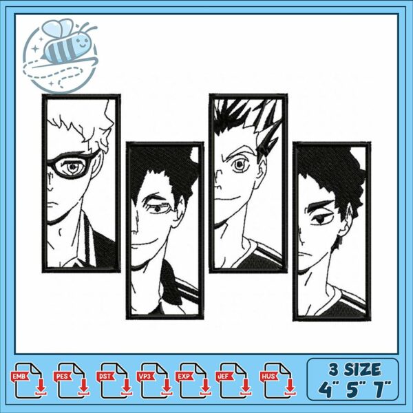 Anime Style Quad Frame Embroidery Design Download