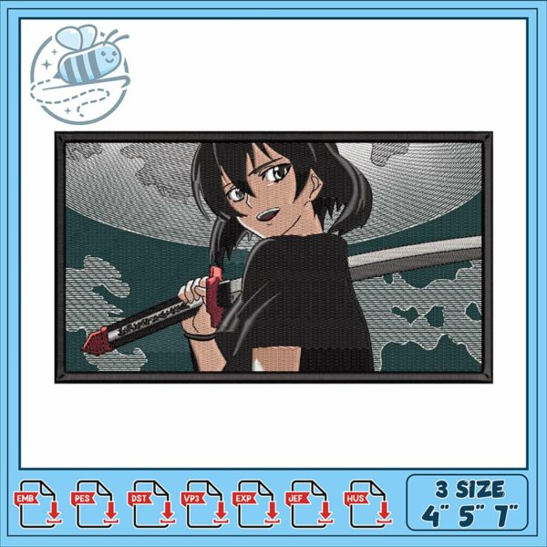 Anime Sword Fighter Embroidery Design Files Set