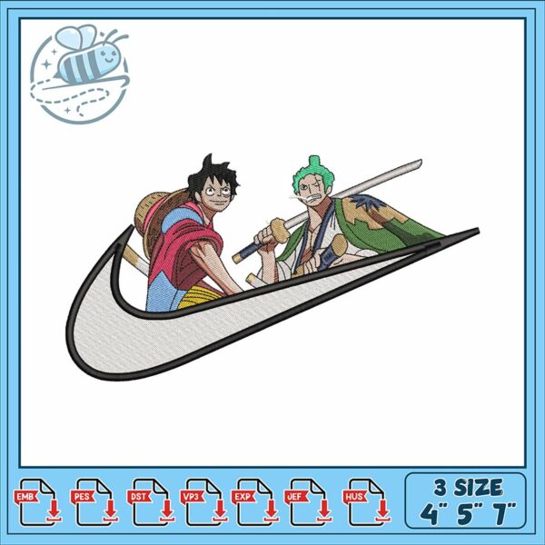 Anime Themed Embroidery Design for Crafts 3 Sizes