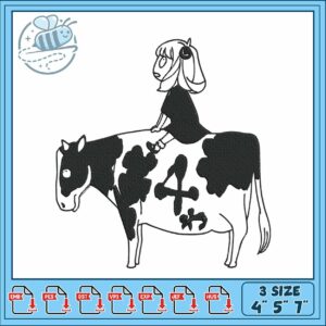 Anya riding a cow embroidery , anya forger drawing​​ ​embroidery