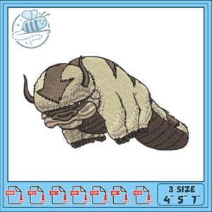 Appa avatar art design embroidery , appa plush​ ​embroidery