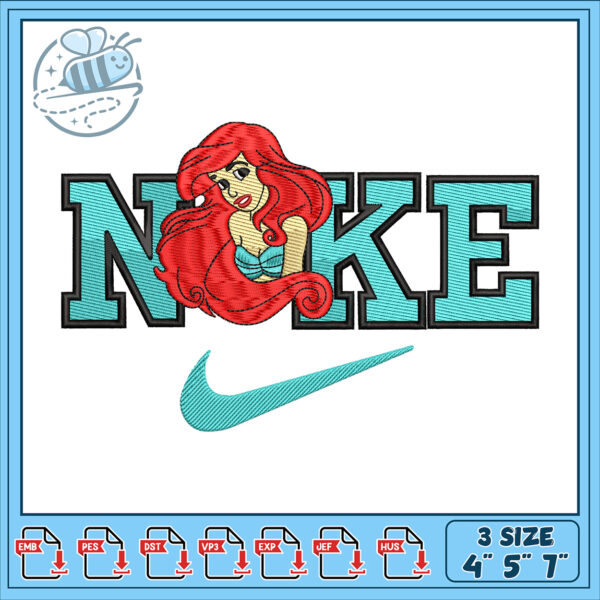 Ariel Inspired Nike Logo Embroidery Design File