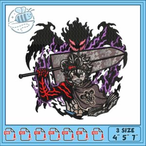 Asta demon design embroidery , black clover asta​​ ​embroidery
