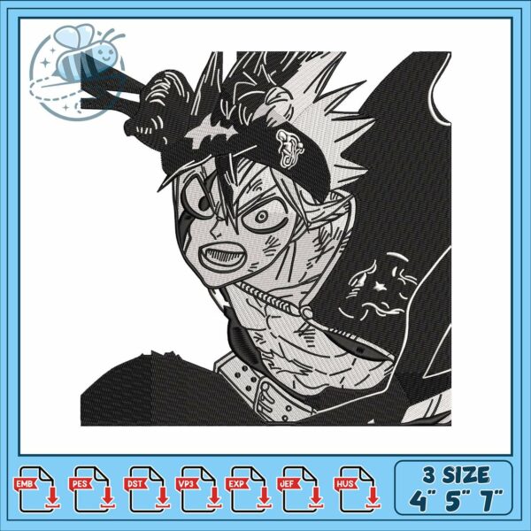 Asta face art design embroidery, asta black clover​​ embroidery