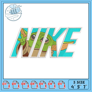 Baby Yoda Nike Embroidery Design File in Three Sizes