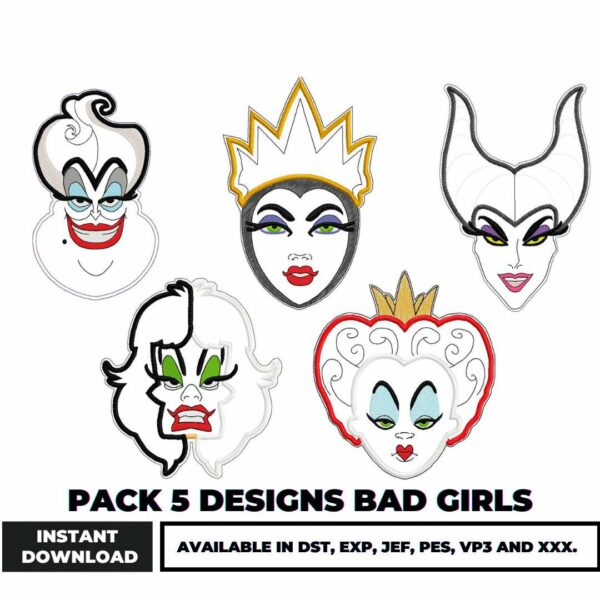 Bad Girls Embroidery Bundle Instant Download Pack