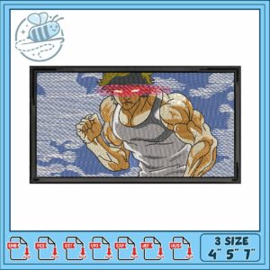 Baki angry eyes art embroidery , baki hanma​ ​embroidery