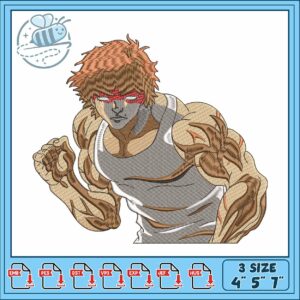 Baki anime design embroidery, baki anime​​​​​ embroidery