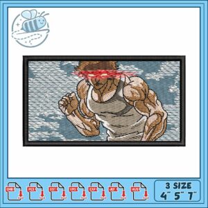 Baki laser eye embroidery , baki characters​ ​embroidery