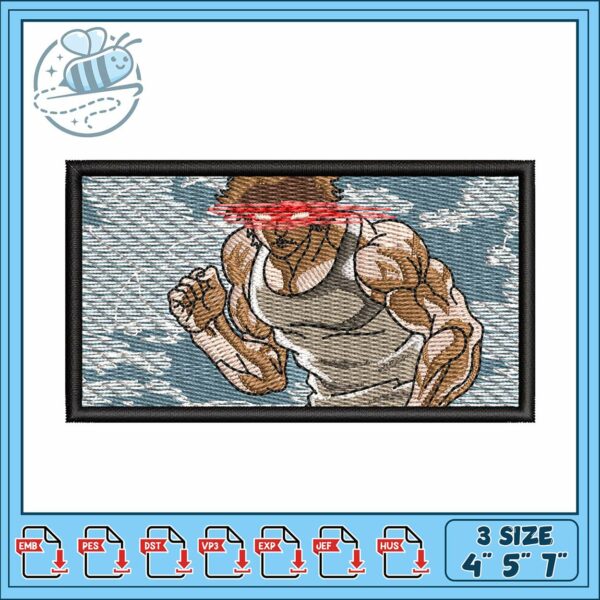 Baki laser eye embroidery , baki characters​ ​embroidery