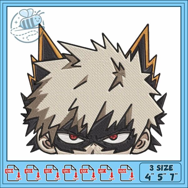 Bakugo peeker art embroidery , katsuki bakugo​​ ​embroidery