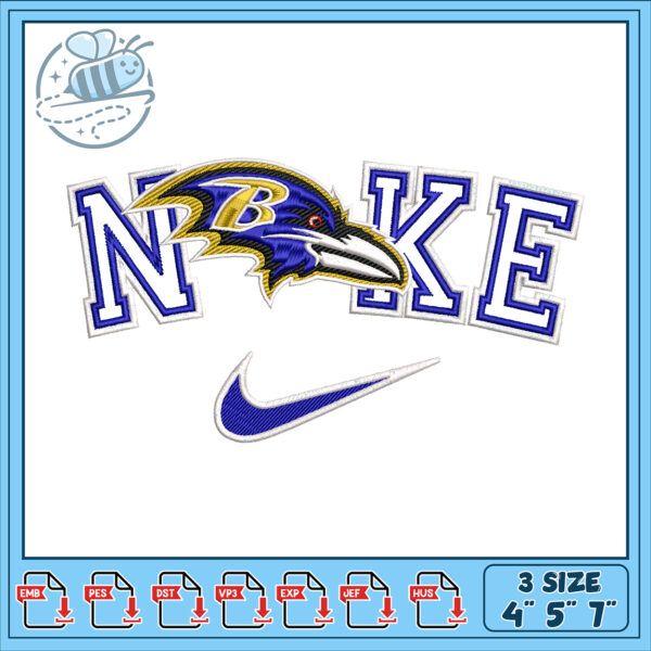 Baltimore Ravens Nike Embroidery Design