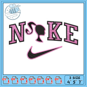 Barbie Nike Embroidery Design 3 Sizes