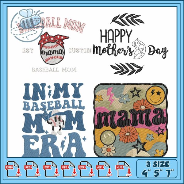 Baseball Mom Embroidery Bundle for All Occasions