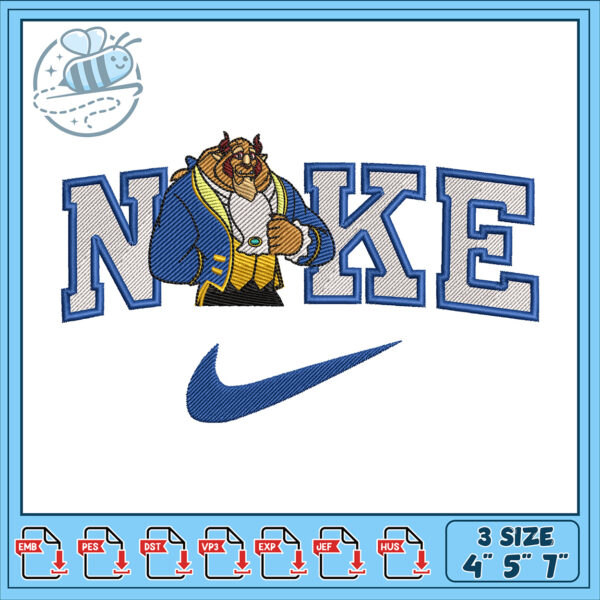 Beast Nike Embroidery Design 4x5x7 Inch