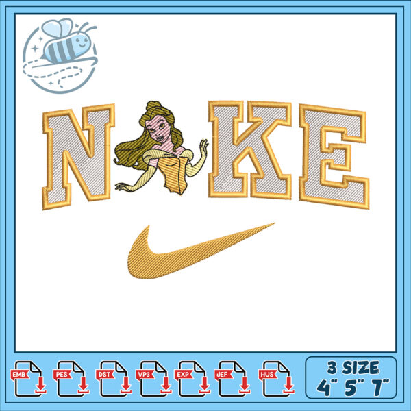 Belle Nike Embroidery Design 3 Sizes