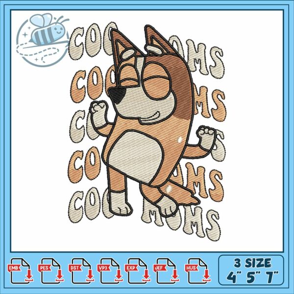 Bingo coo moms embroidery, bingo images cartoon​​​​ embroidery