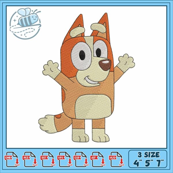 Bingo design art3 embroidery, bingo cartoon bluey​​​ embroidery