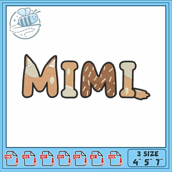 Bingo design mimi art embroidery, bluey bingo​ embroidery