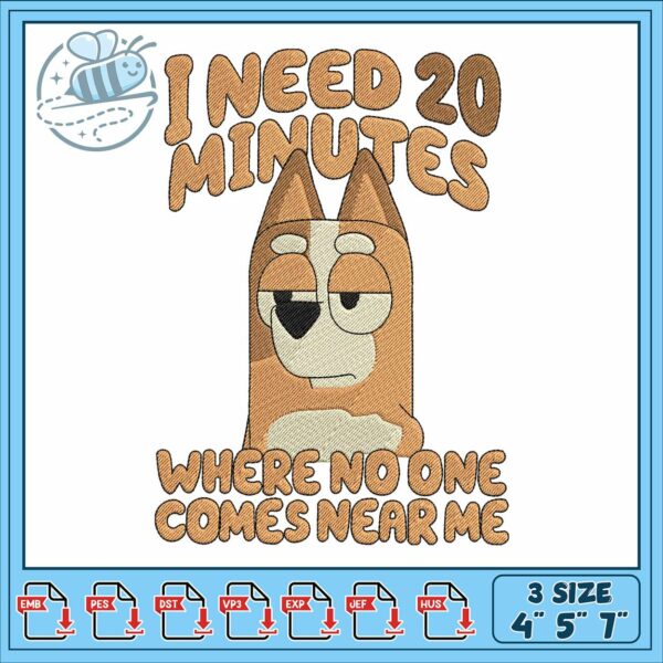 Bingo design minute 20 embroidery, bluey cartoon​ embroidery