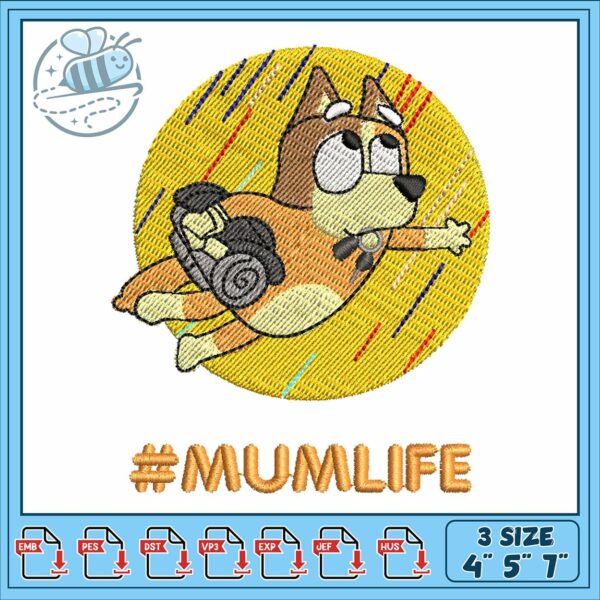 Bingo design momlife embroidery, bluey background​ embroidery