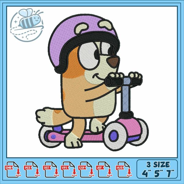 Bingo dog design playing embroidery, bingo and bluey​​ embroidery
