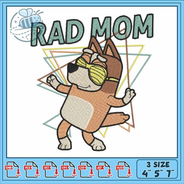 Bingo rad mom playing embroidery, bluey character​ embroidery
