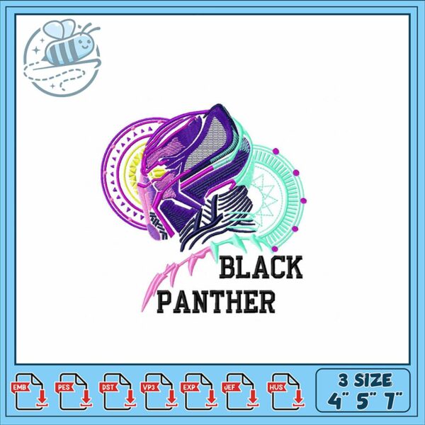 Black Panther Embroidery Design Instant Download File