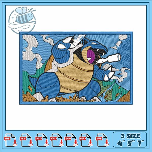 Blastoise pokemon embroidery design