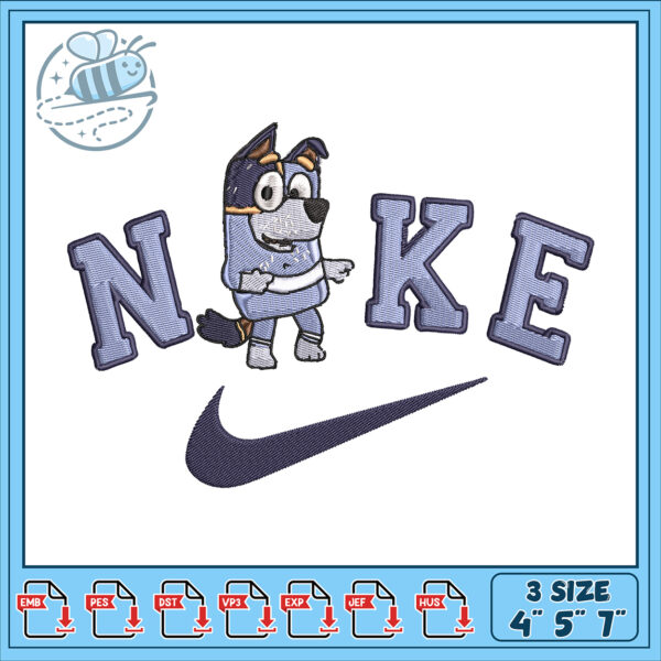 Blue Dog Nike Embroidery Design for All Sizes