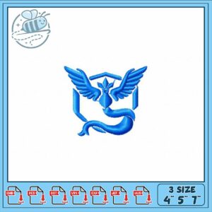 Blue Phoenix Embroidery Design in Three Sizes