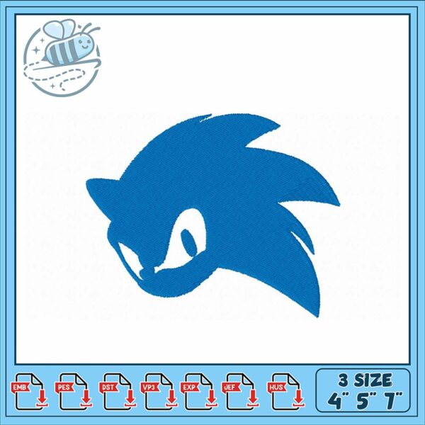 Blue Sonic Inspired Embroidery Design for Crafting
