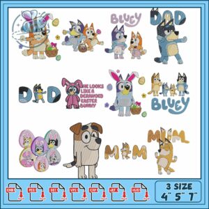 Bluey Embroidery Bundle for Creative Projects 4x5x7