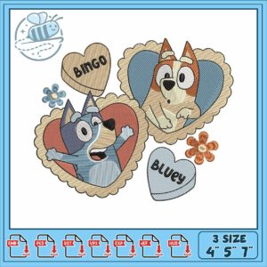Bluey and bingo design embroidery, bluey the sign​ embroidery