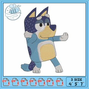 Bluey bandit cartoon embroidery, bandit from bluey​ embroidery