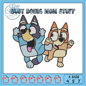 Bluey busy stuff design embroidery, muffin bluey​ embroidery