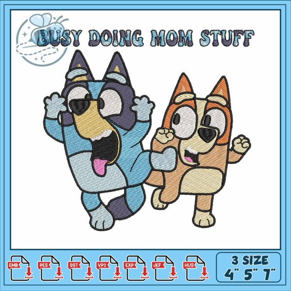 Bluey busy stuff design embroidery, muffin bluey​ embroidery