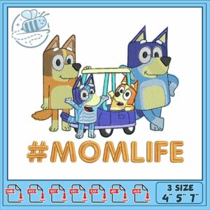 Bluey cartoon momlife embroidery, bluey plush​ embroidery
