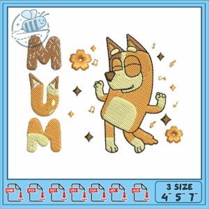 Bluey chilli mum embroidery, bluey character names​​ embroidery