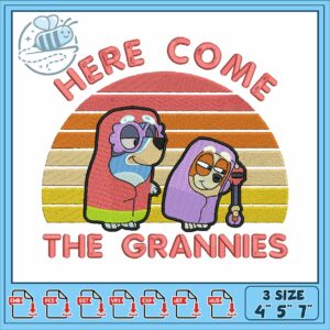 Bluey come grannies art embroidery, bluey muffin​ embroidery