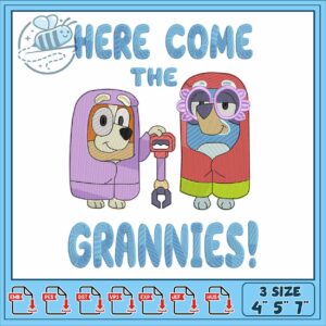 Bluey come grannies cartoon embroidery, bluey memes​ embroidery