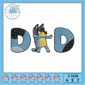 Bluey dad cartoon embroidery, bluey show​​​​ embroidery